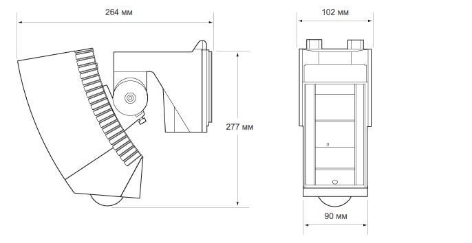 Всепогодный (IP65) извещатель охранный объемный, 40х10м, рабочая температура -25°С +60°С, питание 9-16VDC&25mA или 22-26VAC&60mA, 227х102х266мм, 1200г, с контролем зоны под извещателем (3х5 м. при высоте установки 2.3 м.)