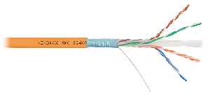 Кабель F/UTP 4 пары, Кат.6 (Класс E), тест по ISO/IEC, 250МГц, одножильный, BC (чистая медь), 23AWG (0,57мм), полимерный материал нг(А)-HF, внутренний, оранжевый, 305м