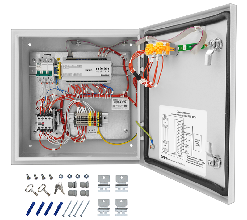 Шкаф контрольно-пусковой для автоматического и ручного управления асинхронным двигателем с короткозамкнутым ротором мощностью до 4 кВт,  в корпусе  IP54