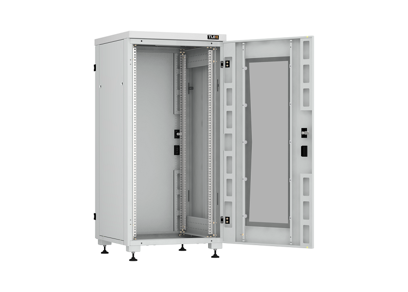 Напольный шкаф серии 19", 24U, стеклянная дверь, цельнометаллические стенки и задняя дверь, Ш600х1241хГ600мм, в разобранном виде, серый