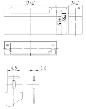 Аккумулятор 3,3 А/ч., 6В, 134х34х66 мм, вес 0,65 кг