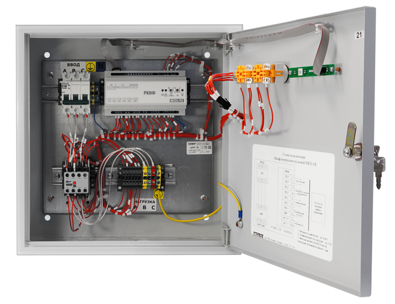 Шкаф контрольно-пусковой для автоматического и ручного управления асинхронным двигателем с короткозамкнутым ротором мощностью до 18 кВт