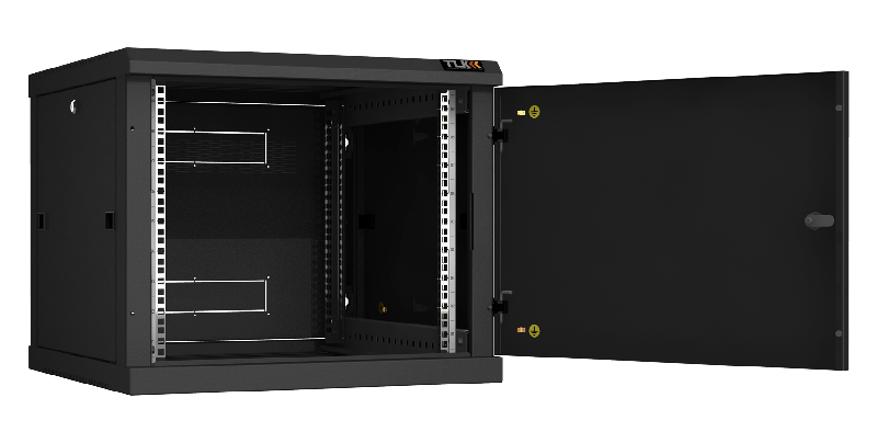 Настенный разборный шкаф TLK 19", 9U, металлическая дверь, Ш600хВ503хГ600мм, 2 пары монтажных направляющих, черный