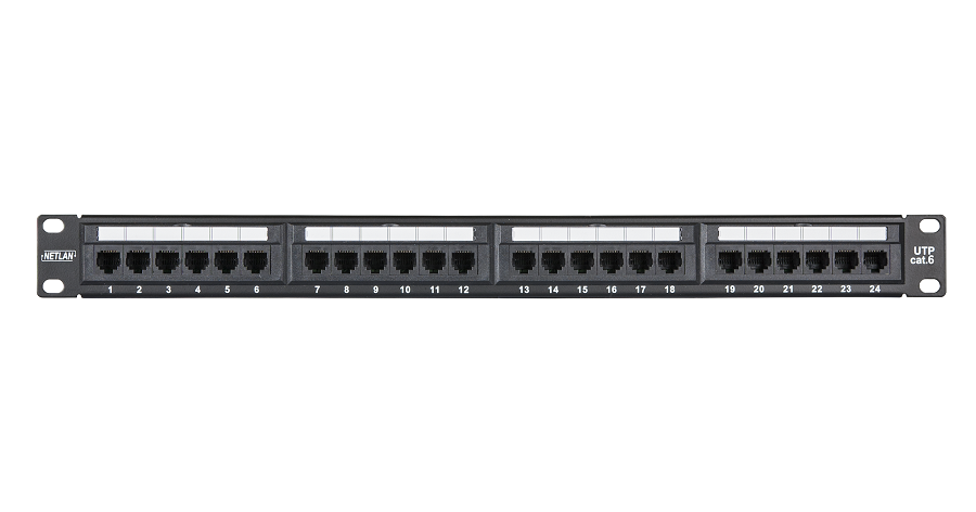 Коммутационная панель ULAN 19", 1U, 24 порта, Кат.5e (Класс D), 100МГц, RJ45/8P8C, 110, T568A/B, неэкранированная, черная