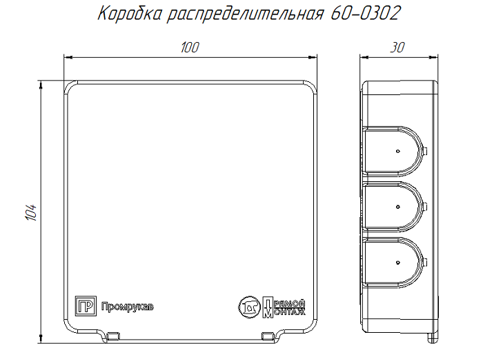 Коробка распределительная 60-0302 для прямого монтажа двухкомпонентная безгалогенная (HF) 100х100х30 (48 шт/уп)