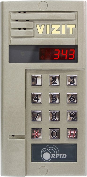 Блок вызова для совместной работы с БУД-302(М,К-20,К-80). Встроенный считыватель ключей VIZIT-RF3 (RFID-13.56МГц). Обеспечивает дополнительную защиту от несанкционированного администрирования домофона. Светодиодный дисплей. Подсветка клавиатуры.