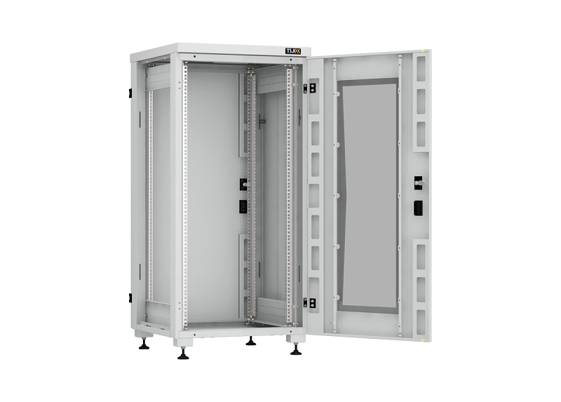Напольный шкаф серии 19", 24U, стеклянная дверь, цельнометаллические стенки и задняя дверь, Ш600х1241хГ600мм, в разобранном виде, серый