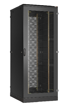 Напольный шкаф 19", 33U, одностворчатые перфорированные двери, одностворчатые цельнометаллические боковые стенки Ш800хВ1660хГ1000мм, в разобранном виде, черный