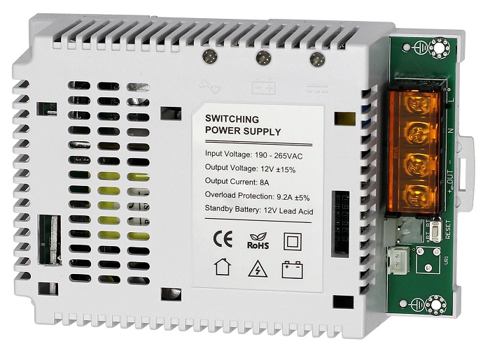 Блок бесперебойного питания встраиваемый 12 VDC/ 8 A; 220 VAC; пластиковый корпус, белый