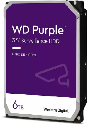 Жесткий диск WD Purple Surveillance 6 ТБ  SATA III, 6 Гбит/с, 5400 об/мин, 256 МБ