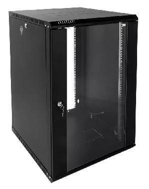 Шкаф телекоммуникационный настенный разборный ЭКОНОМ 18U (600 × 520) дверь стекло, цвет черный