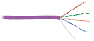 Кабель U/UTP 4 пары, Кат.5e (Класс D), тест по ISO/IEC, 100МГц, одножильный, BC (чистая медь), 24AWG (0,52мм), полимерный материал нг(А)-HF, внутренний, фиолетовый, 305м