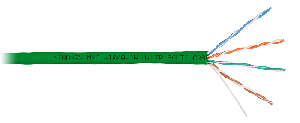 Кабель U/UTP 4 пары, Кат.5e (Класс D), тест по ISO/IEC, 100МГц, одножильный, BC (чистая медь), 24AWG (0,51мм), поливинилхлорид, внутренний, зеленый, 305м