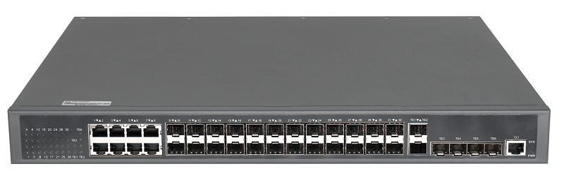 Управляемый коммутатор L3, Stack, 24 порта 100/1000BaseX SFP, 8 портов 10/100/1000BaseT, 6 портов 1/10GE SFP+, Резервный БП (опция)