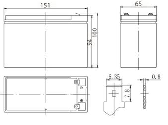 Аккумулятор 7,2 А/ч., 12В, 151х65х100 мм, вес 2,5 кг, Delta UPS series