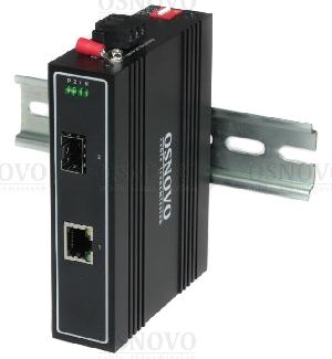 Промышленный компактный медиаконвертер Gigabit Ethernet. Порты: 1 x GE (10/100/1000Base-T), 1 x GE SFP (1000Base-X). Вход для резервного питания. Встроенная грозозащита. Питание DC12-58V (6W). БП в комплект НЕ входит. 30x90x120мм. Монтаж на DIN-рейку. Рабочая температура: -40…+85°С.