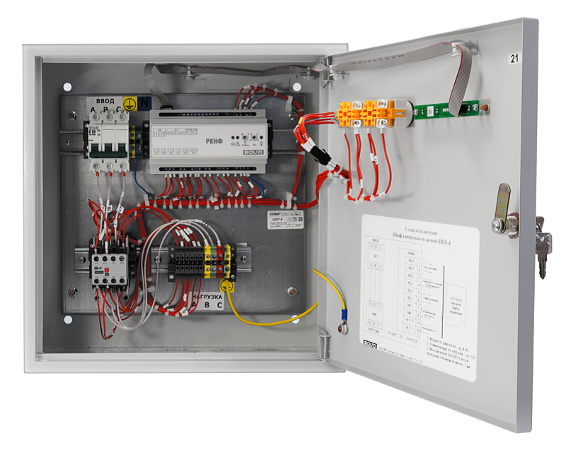 Шкаф контрольно-пусковой для автоматического и ручного управления асинхронным двигателем с короткозамкнутым ротором мощностью до 4 кВт
