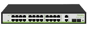 Неуправляемый РоЕ коммутатор, 28 портов (24 РоЕ RJ-45 х1Гбит/с + 2 Uplink RJ-45 х1Гбит/с + 2 Uplink SFP х1Гбит/с); РоЕ IEEE802.3af/at до 30Вт/порт; РоЕ бюджет 260Вт; Поддержка PoE Watchdog, PoE Priority (1-16 порты), Extend режим 250м (17-24 порты); AC 100-240В; -10~50℃; 370х290х85мм, вес: 2.28 кг.