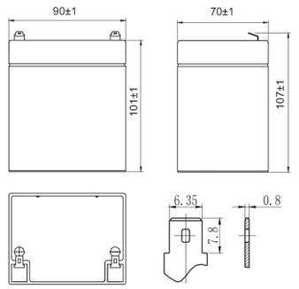 Аккумулятор 5 А/ч., 12В, 90/70/107 мм, вес 1,8 кг, Delta UPS series