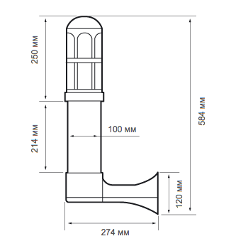 Односторонняя декоративная башня-фонарь (комплект 2шт!) для установки на вертикальную поверхность,  для уличных извещателей серии AX-70/130/200/TN/TF