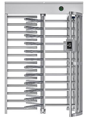 ПОЛНОРОСТОВОЙ роторный Турникет, Габариты: 1400х1200х2310. эл/мех  Исполнение: нержавеющая сталь, Комплектация: комплект считывателей (EM-Marine), планки 570мм, пульт управления с кабелем, ИК-пульт, всепогодное исполнение, "сухие контакты на плате управления".