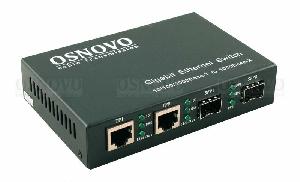 Неуправляемый коммутатор Gigabit Ethernet на 4 порта. Порты: 2 x GE (10/100/1000Base-T), 2 x GE SFP (1000Base-FX). В комплекте БП DC5V(2A). 145x27х85 мм. 0…+50°С.<br />
