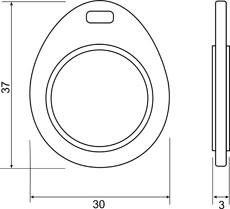 Брелок RFID EM Marine 125Khz, 37х30х3, с кольцом, синий + белый