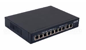 PoE коммутатор Fast Ethernet на 10 RJ45 портов. Порты: 8 x FE (10/100 Base-T) с поддержкой PoE (IEEE 802.3af/at), 2 x FE (10/100 Base-T). PoE IEEE 802.3af/at. Автоматическое определение и режим антизависания PoE устройств. Мощность PoE на порт - до 30W. Суммарная мощность PoE - до 120W. Встроенная грозозащита 6кВ. AC100-240V (123W). 210x35x150мм. -10...+55 гр. С.