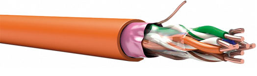 Кабель FTP 2 пары Cat5e, бухта 305 м, 2х2х0,52 мм, огнестойкий, в исполнении нг(А)-FRLS для групповой прокладки, оранжевый