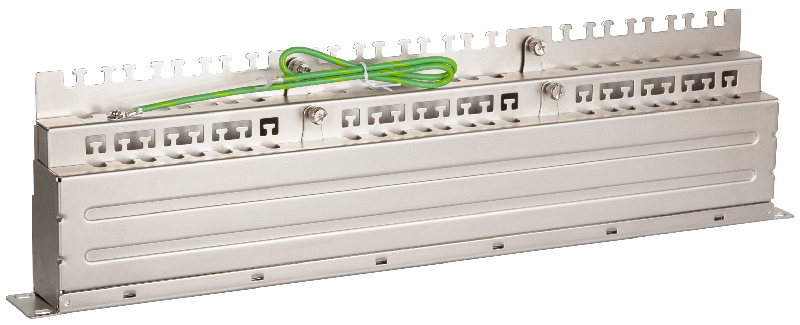 Коммутационная панель 19", 1U, 48 портов, Кат.6, RJ45/8P8C, 110/KRONE, T568A/B, полный экран, с органайзером, металлик