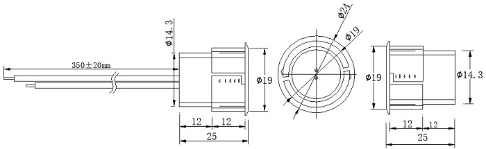 Магнитоконтактный датчик, НЗ, коричневый, врезной для металлических дверей, зазор 35 мм