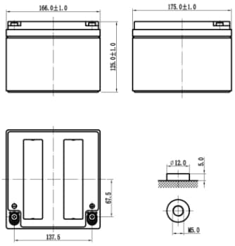 Аккумулятор 26  А/ч., 12В, 165х125х182 мм, вес 9,95 кг