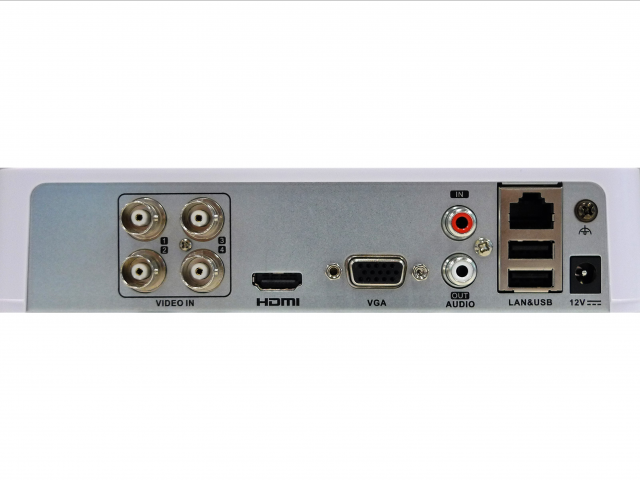 4-х канальный гибридный HD-TVI регистратор c технологией AoC (аудио по коаксиальному кабелю) для аналоговых, HD-TVI, AHD и CVI камер + 1 IP-канал (до 6 с замещением аналоговых в Enhanced IP mode)
