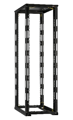Монтажная стойка двухрамная с разборной рамой 19", 42U, Ш600xВ1995xГ1000мм, с крышей, в разобранном виде, черный