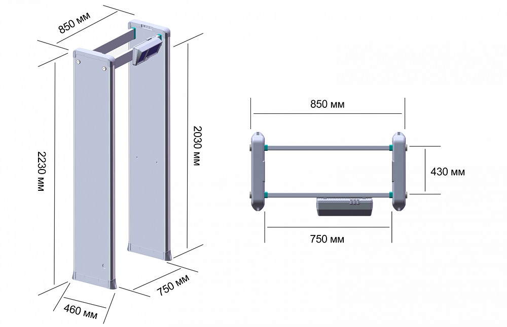Арочный металлодетектор. 6 зон детектирования. Ширина прохода - 750 мм. Звуковая и световая индикации, параллельная эксплуатация (количество рабочих частот) - 50, повышенная помехоустойчивость.