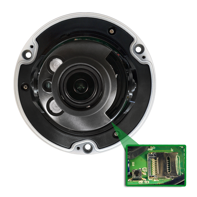 Купольная сетевая антивандальная видеокамера, цветная, 2 Мп, объектив 2,7−12 мм; ИК-подсветка (до 30 м); H.265/H.264/ MJPEG;Micro SD; DC12V, PoE; IP67; IK10; -30°C ~ +60°C