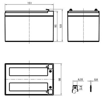 Аккумулятор 12  А/ч., 12В