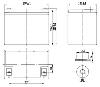 Аккумулятор 75 А/ч., 12В, 258/166/215 мм, вес 24 кг, UPS series, 12 лет