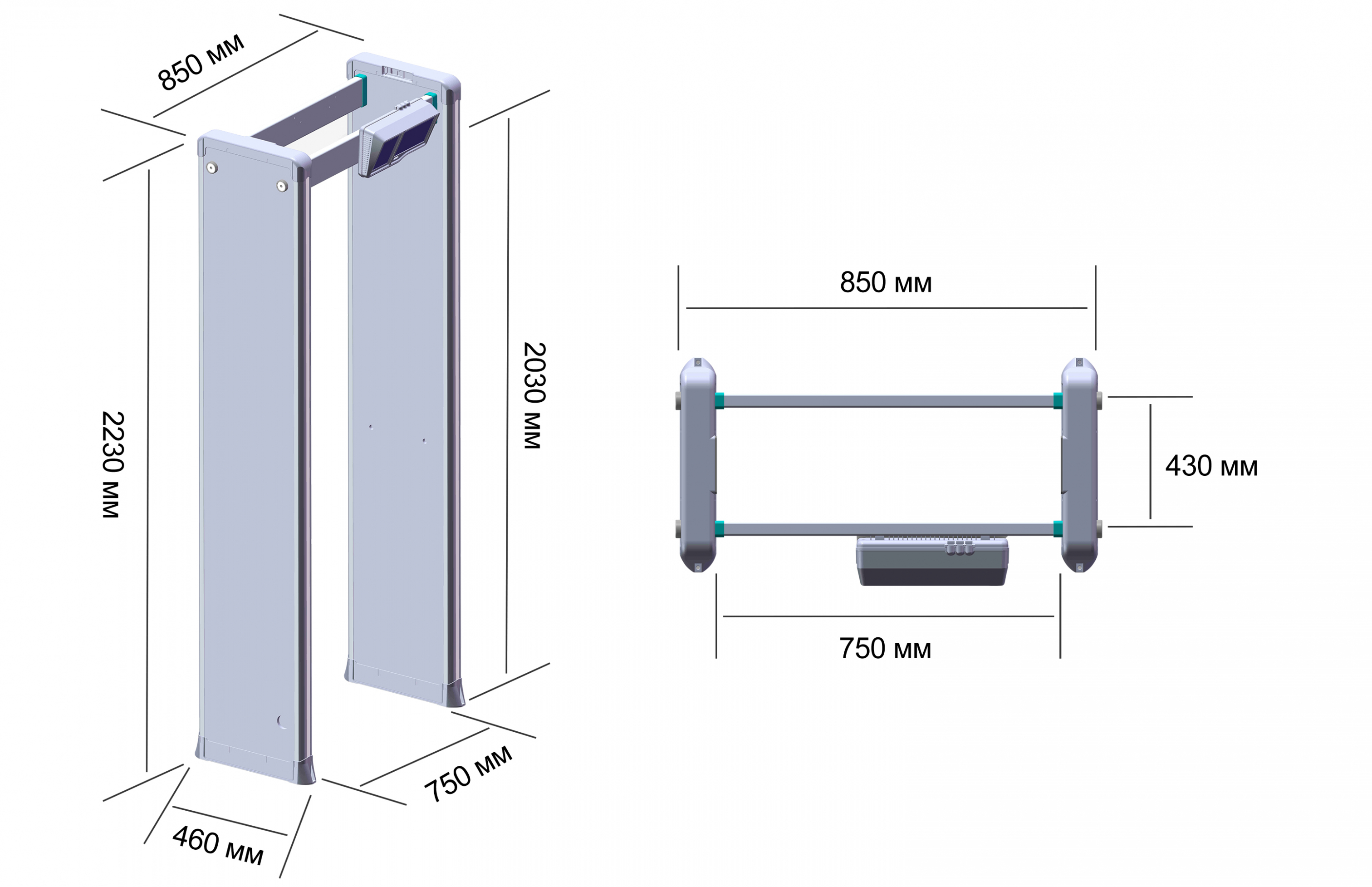 Арочный металлодетектор. 2/4 зоны детектирования. Ширина прохода - 750 мм. Звуковая и световая индикации, параллельная эксплуатация (количество рабочих частот) - 50, повышенная помехоустойчивость