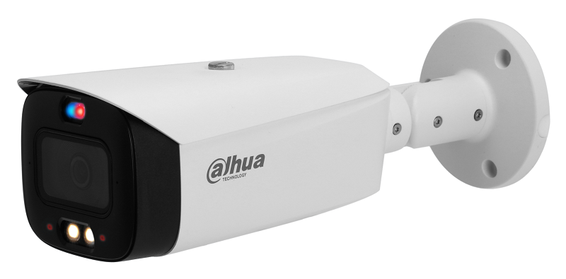 Уличная цилиндрическая IP-видеокамера Full-color с ИИ и активным сдерживанием, 8Мп; 1/2.8” CMOS; объектив 2.8мм; WDR(120дБ); чувствительность 0.004лк@F1.0; сжатие: H.265+, H.265, H.264+, H.264, MJPEG; 3 потока до 8Мп@25к/с; видеоаналитика: SMD 4.0 (интеллектуальный детектор движения), AI SSA (Автоматическая адаптация сцены), пересечение линии, контроль зоны; тревожные вх/вых: 1/1; аудиовх/вых: 1/1;  встроенные 2 микрофона и громкоговоритель; LED-подсветка до 30м, ИК-подсветка 30м; сигнализация красно-синей подсветкой; MicroSD до 256Гбайт; защита: IP67; питание: 12В(DC), PoE; корпус: металл+пластик