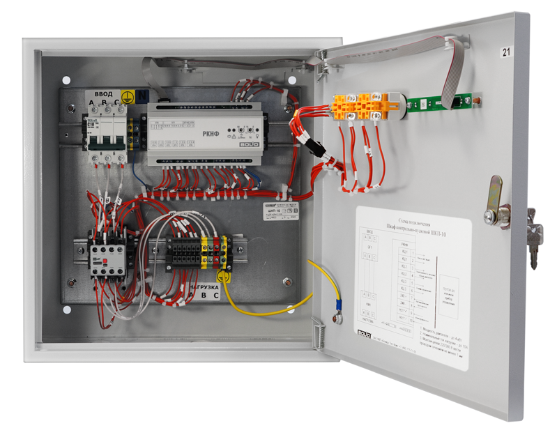 Шкаф контрольно-пусковой для автоматического и ручного управления асинхронным двигателем с короткозамкнутым ротором мощностью до 10 кВт