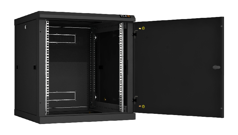 Настенный разборный шкаф TLK 19", 12U, металлическая дверь, Ш600хВ636хГ600мм, 2 пары монтажных направляющих, черный