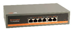 Коммутатор 4xPoE (802.3af/at) 10/100Мб+ 2хUplink, 10/100Мб, бюджет до 78Вт (PoE до 30Вт, 250м, End-Span 1(2)+/ 3(6)-), грозозащита 4кВ, AC220V