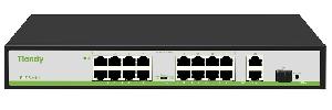 Неуправляемый РоЕ коммутатор, 19 портов (16 РоЕ RJ-45 х100Мбит/с + 2 Uplink RJ-45 х1Гбит/с + 1 Uplink SFP х1Гбит/с); РоЕ IEEE802.3af/at до 30Вт/порт; РоЕ бюджет 180Вт; Поддержка VLAN, PoE Watchdog, PoE Priority (1-16 порты), Extend режим 220м (1-16 порты); AC 100-240В; -10~50℃; 370х290х85мм, вес: 2.14 кг.