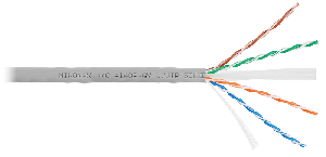 Кабель U/UTP 4 пары, Кат.6 (Класс E), тест по ISO/IEC, 250МГц, одножильный, BC (чистая медь), 23AWG (0,55мм), поливинилхлорид, внутренний, серый, 305м