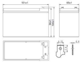 Аккумулятор 9 А/ч., 12В,  151х65х100 мм, вес 2,62 кг, UPS series