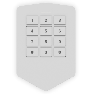 Клавиатура с 12 кнопками, индикацией состояния с помощью двухцветной светодиодной полоски и речевым информатором в комплекте. Без подсветки клавиш.