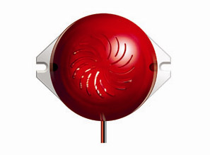 Оповещатель свето-звуковой, сферический корпус, 24 В +/-6 В, 100 мА, 90…105 дБ,  85x70x50 мм, цвет красный, IP41, -40°...+55°С