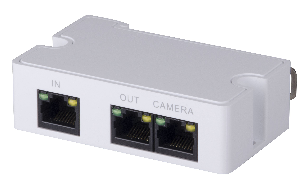 Удлинитель PoE, Порты: 1 RJ45 10/100Мбит/с (вход, PoE/PoE+), 1 RJ45 10/100Мбит/с (выход на удлинитель, PoE/PoE+), 1 RJ45 10/100Мбит/с (выход на IP-видеокамеру, PoE)