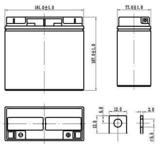 Аккумулятор 17 А/ч., 12В, 181х77х167 мм, вес 5,7 кг